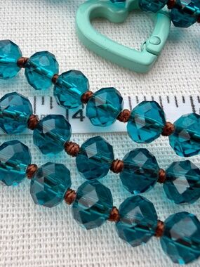 Handmade Faceted Turquiouse Glass Bead Necklace